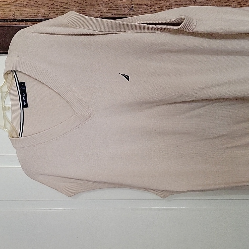 Nautical mens sweater vest 3x beige